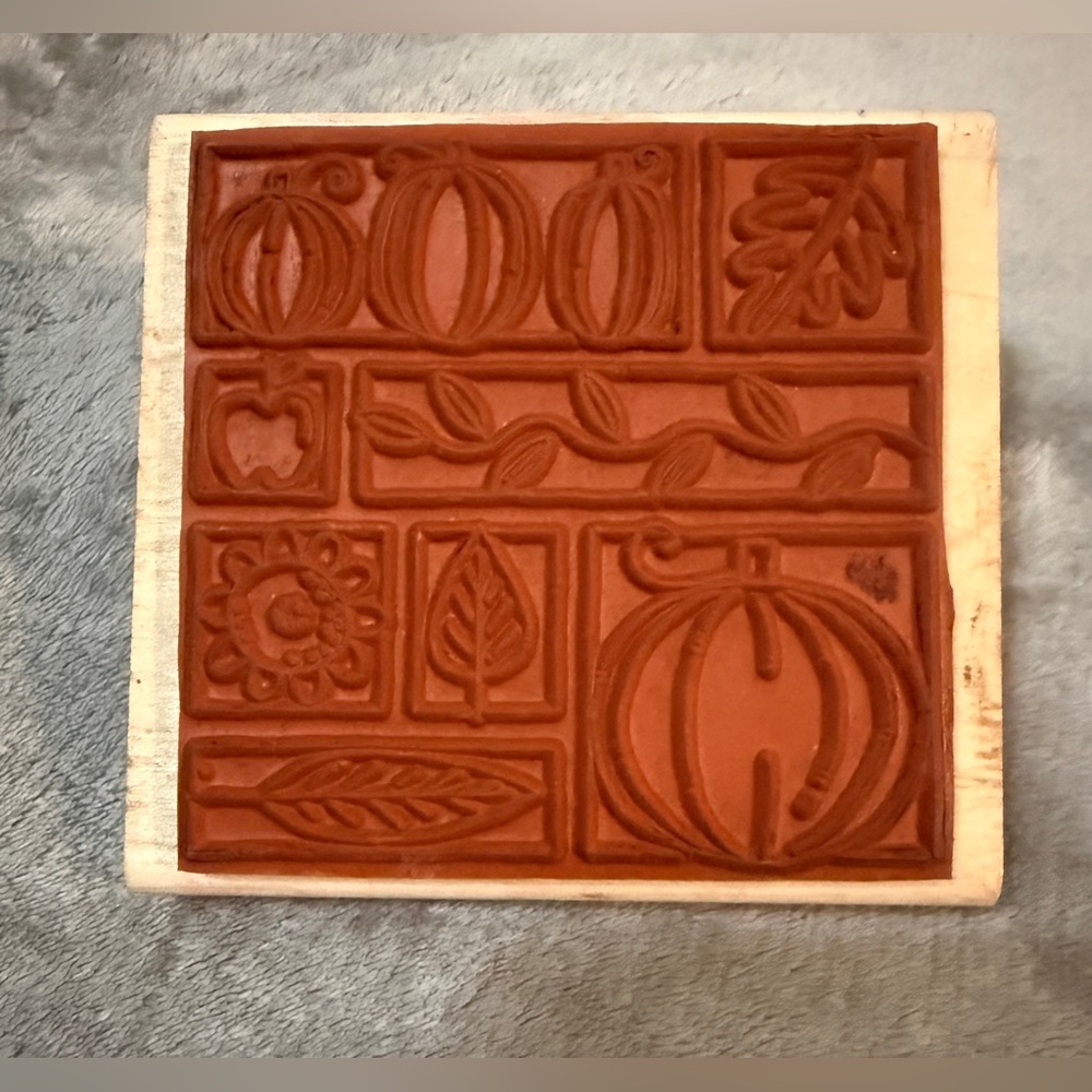 Fall Patch Block Rubber Stamp - Picture 2 of 2